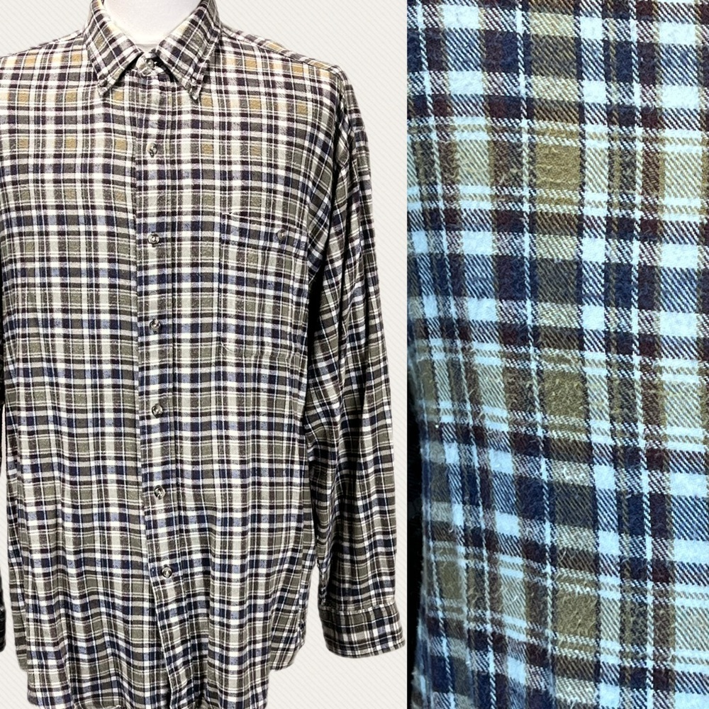 VINTAGE Northwest Territory men’s plaid flannel button down shirt earthy 80s 90s